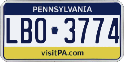PA license plate LBO3774