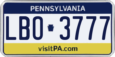 PA license plate LBO3777