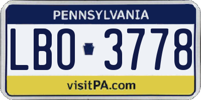 PA license plate LBO3778