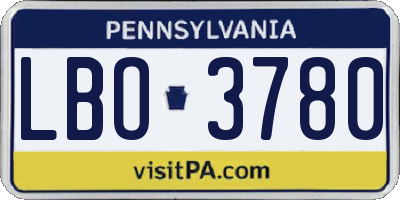 PA license plate LBO3780