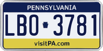 PA license plate LBO3781