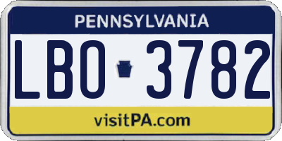 PA license plate LBO3782