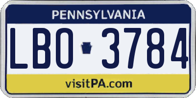 PA license plate LBO3784