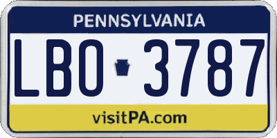 PA license plate LBO3787