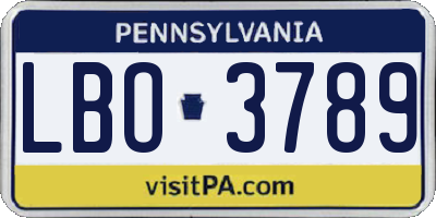 PA license plate LBO3789