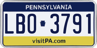 PA license plate LBO3791