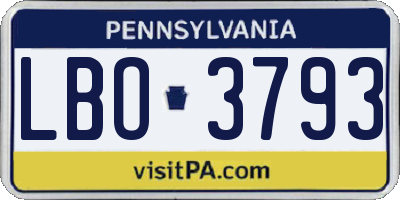 PA license plate LBO3793
