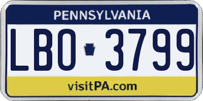 PA license plate LBO3799