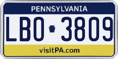 PA license plate LBO3809