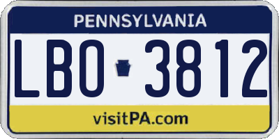 PA license plate LBO3812