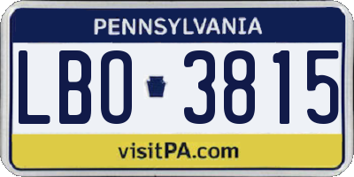 PA license plate LBO3815