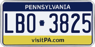 PA license plate LBO3825