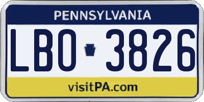 PA license plate LBO3826
