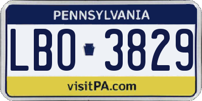 PA license plate LBO3829