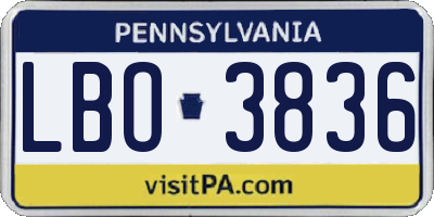PA license plate LBO3836