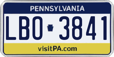 PA license plate LBO3841