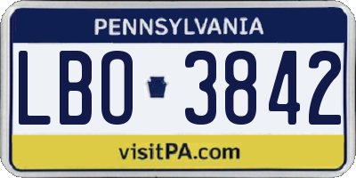 PA license plate LBO3842