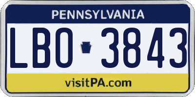 PA license plate LBO3843