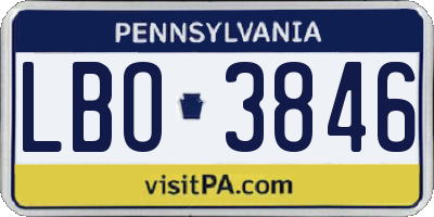 PA license plate LBO3846