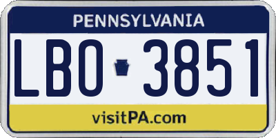 PA license plate LBO3851