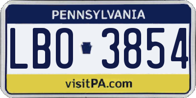 PA license plate LBO3854