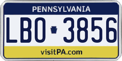 PA license plate LBO3856