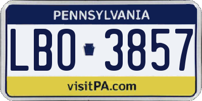PA license plate LBO3857