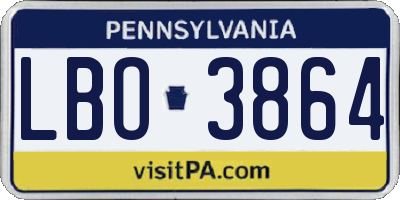 PA license plate LBO3864