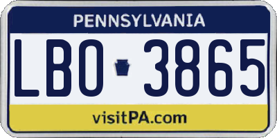 PA license plate LBO3865