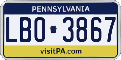 PA license plate LBO3867