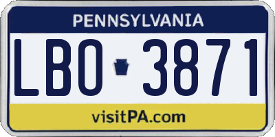 PA license plate LBO3871
