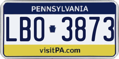PA license plate LBO3873