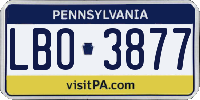 PA license plate LBO3877