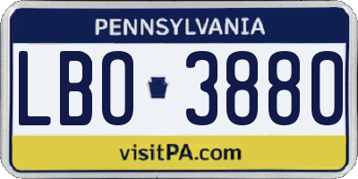 PA license plate LBO3880