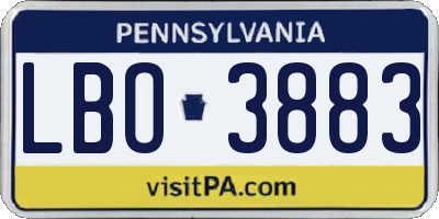PA license plate LBO3883