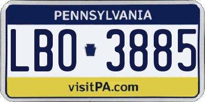 PA license plate LBO3885