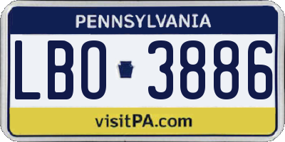 PA license plate LBO3886
