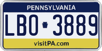 PA license plate LBO3889