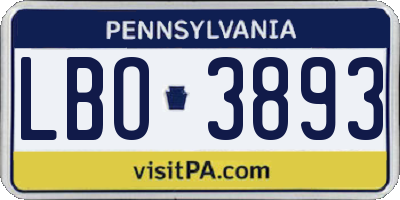 PA license plate LBO3893