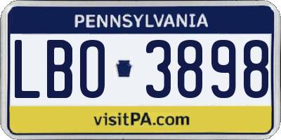 PA license plate LBO3898