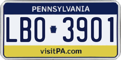 PA license plate LBO3901