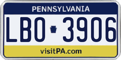 PA license plate LBO3906