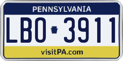 PA license plate LBO3911