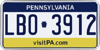 PA license plate LBO3912
