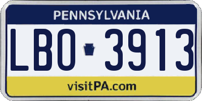 PA license plate LBO3913