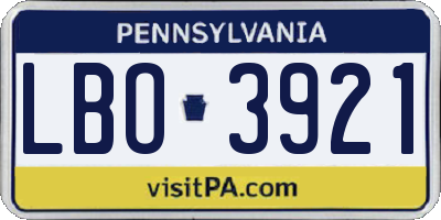 PA license plate LBO3921