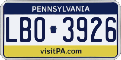 PA license plate LBO3926