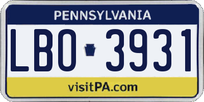 PA license plate LBO3931
