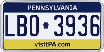 PA license plate LBO3936