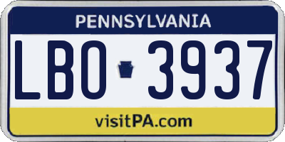 PA license plate LBO3937
